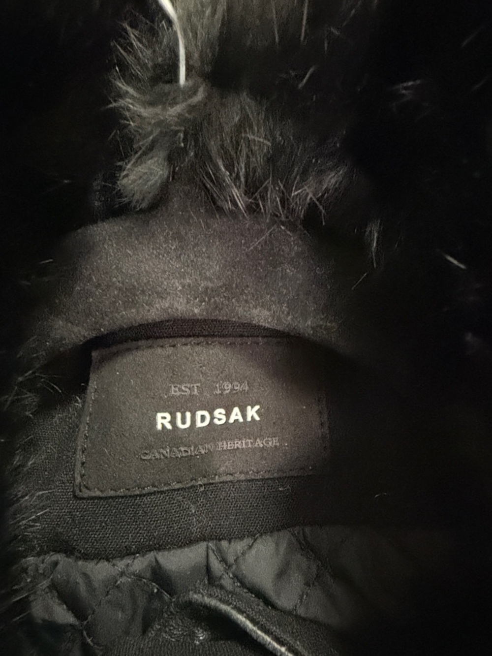 RUDSAK Black Wool Trench Coat with REAL Fur Collar - Picture 3 of 7